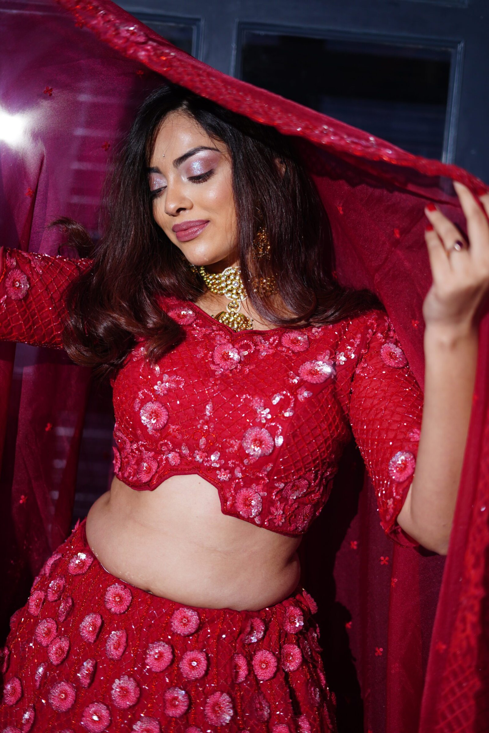 Red Designer Lahenga₹65000